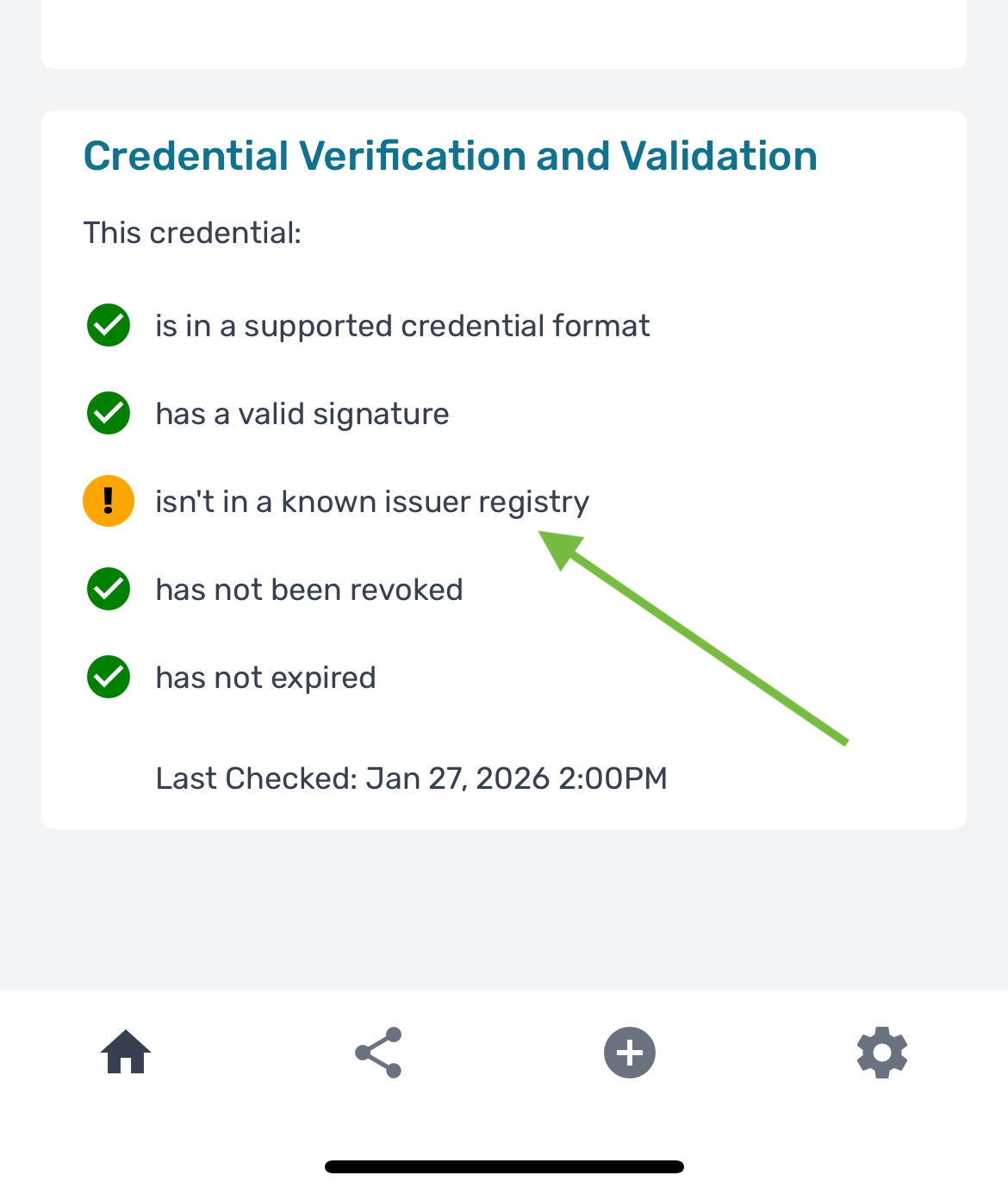 Credential added confirmation
